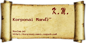 Korponai Manó névjegykártya